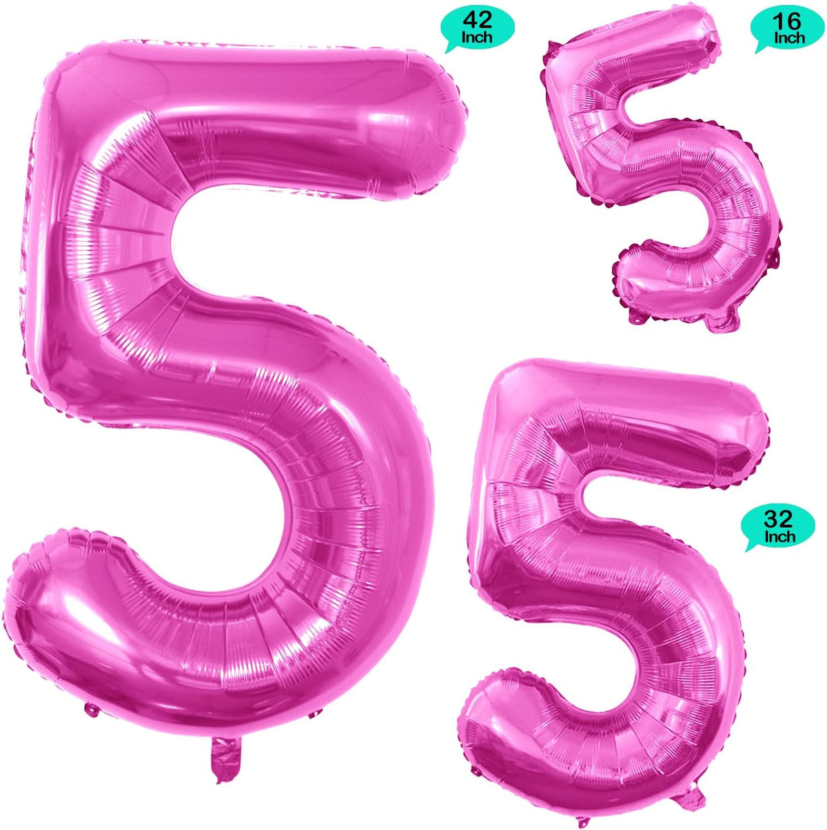 GOER Pink Foil Balloons Number 5,Huge Number Balloons for 5th 55th Birthday Party Supplies
