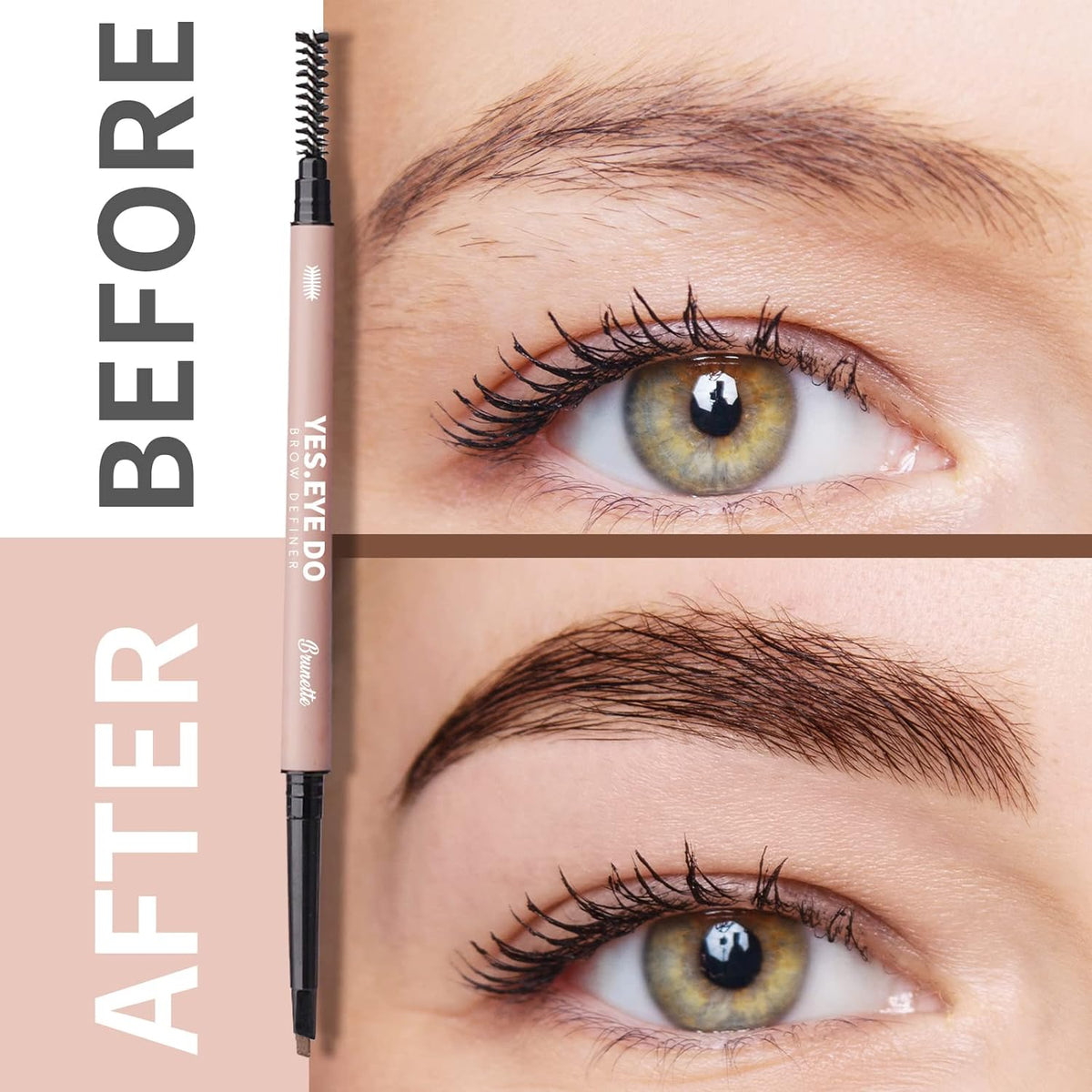 Eyebrow Pencil Brown, Ultra Slim Micro Eyebrow Filler Pen with Spoolie, Waterproof Precision Brow
