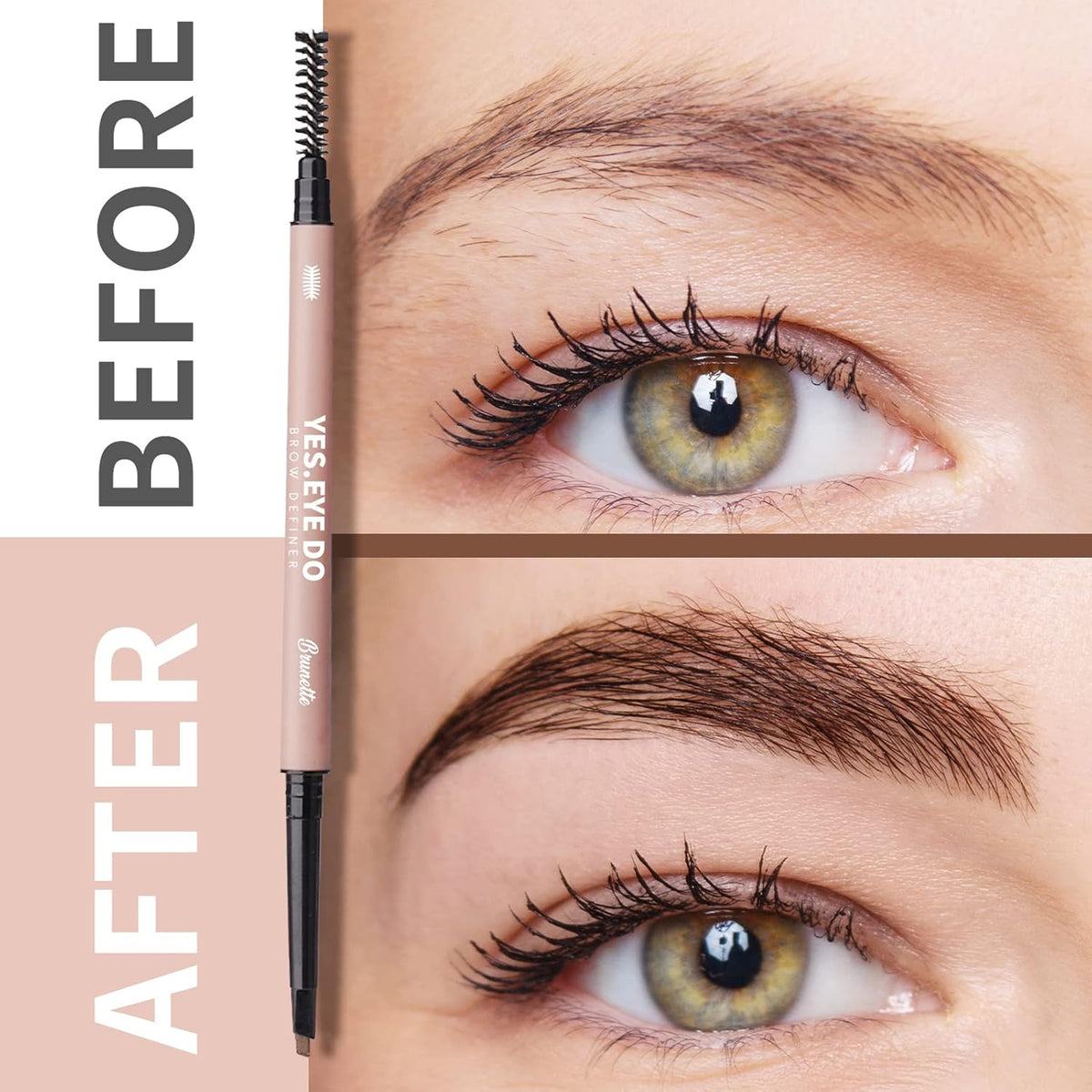 Microfilling Eyebrow Pencil Gray Brown, Automatic Brow Filler with Soft Spoolie Brush, Waterproof