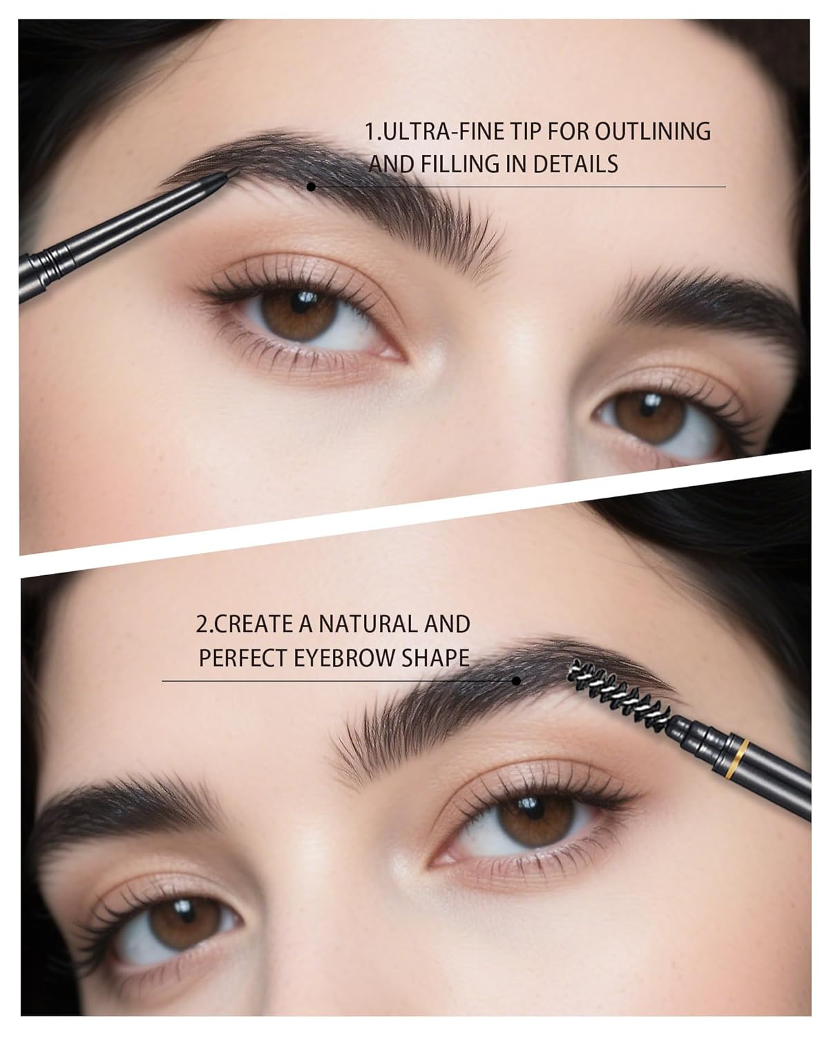 Black Eyebrow Pencils for Women, 12Pcs Ultra Slim Eyebrow Pencil with 2 Brow Razors Kit, Double