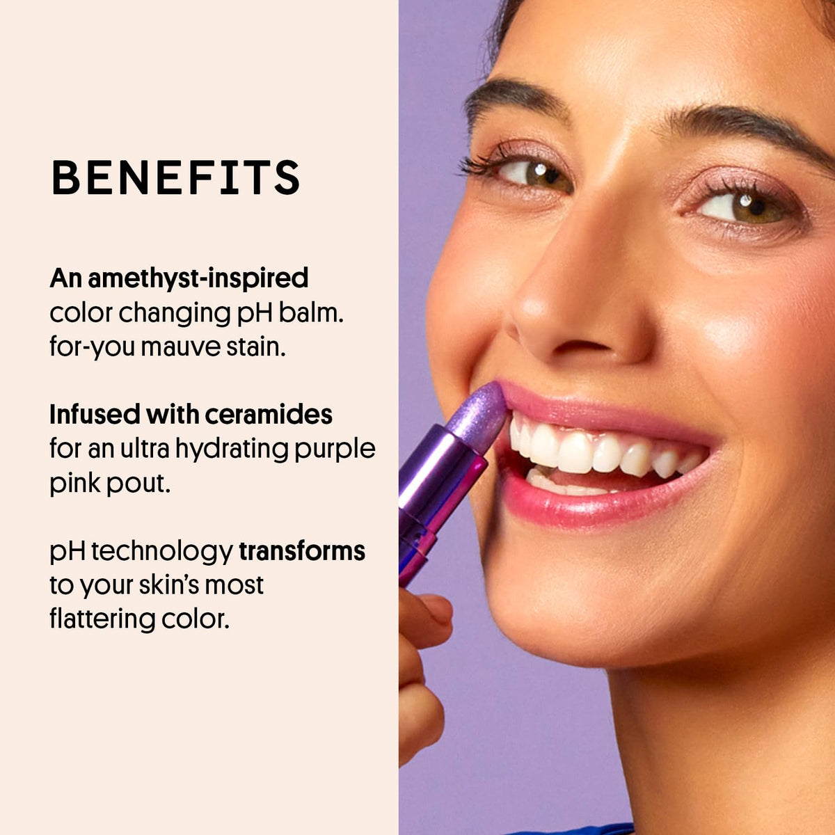 Winky Lux Amethyst Glimmer Balm – Nourishing pH Lip Balm with Color Changing Tint, Hydrating