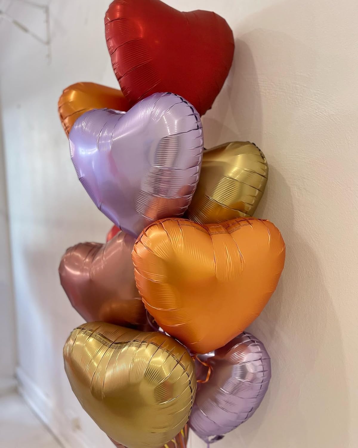 10Pcs Orange Foil Heart Shaped Balloons 18 Inch for Baby Shower, Wedding, Valentine Decorations