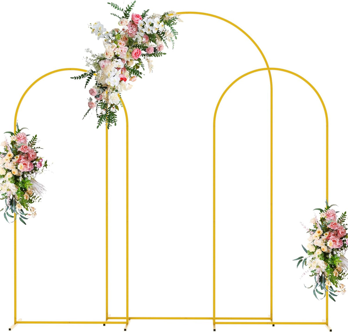 Wokceer Wedding Arch Backdrop Stand (7.2FT,6FT,6FT) Set of 3 Gold Metal Wedding Arch Stand for