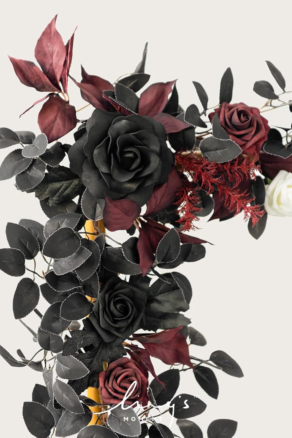 Ling's Moment 5FT Black Burgundy Artificial Flower Garland Fake Rose Leaves Floral Garland Arch