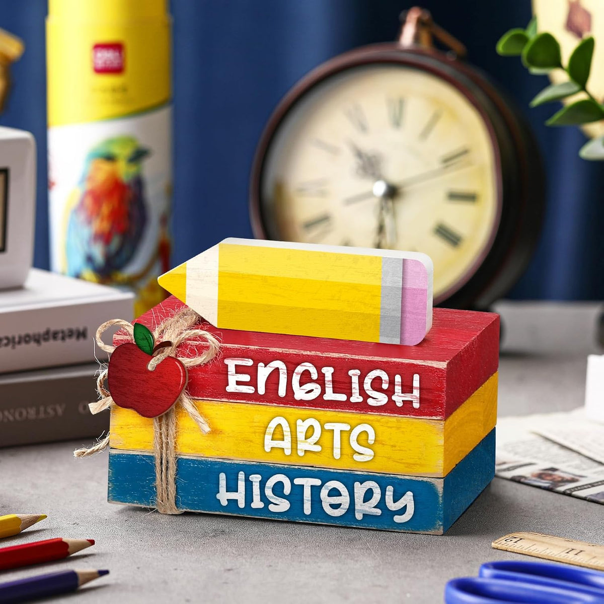 4 Pcs Back to School Table Decorations First Day of School Tiered Tray Decorations Decorative Mini