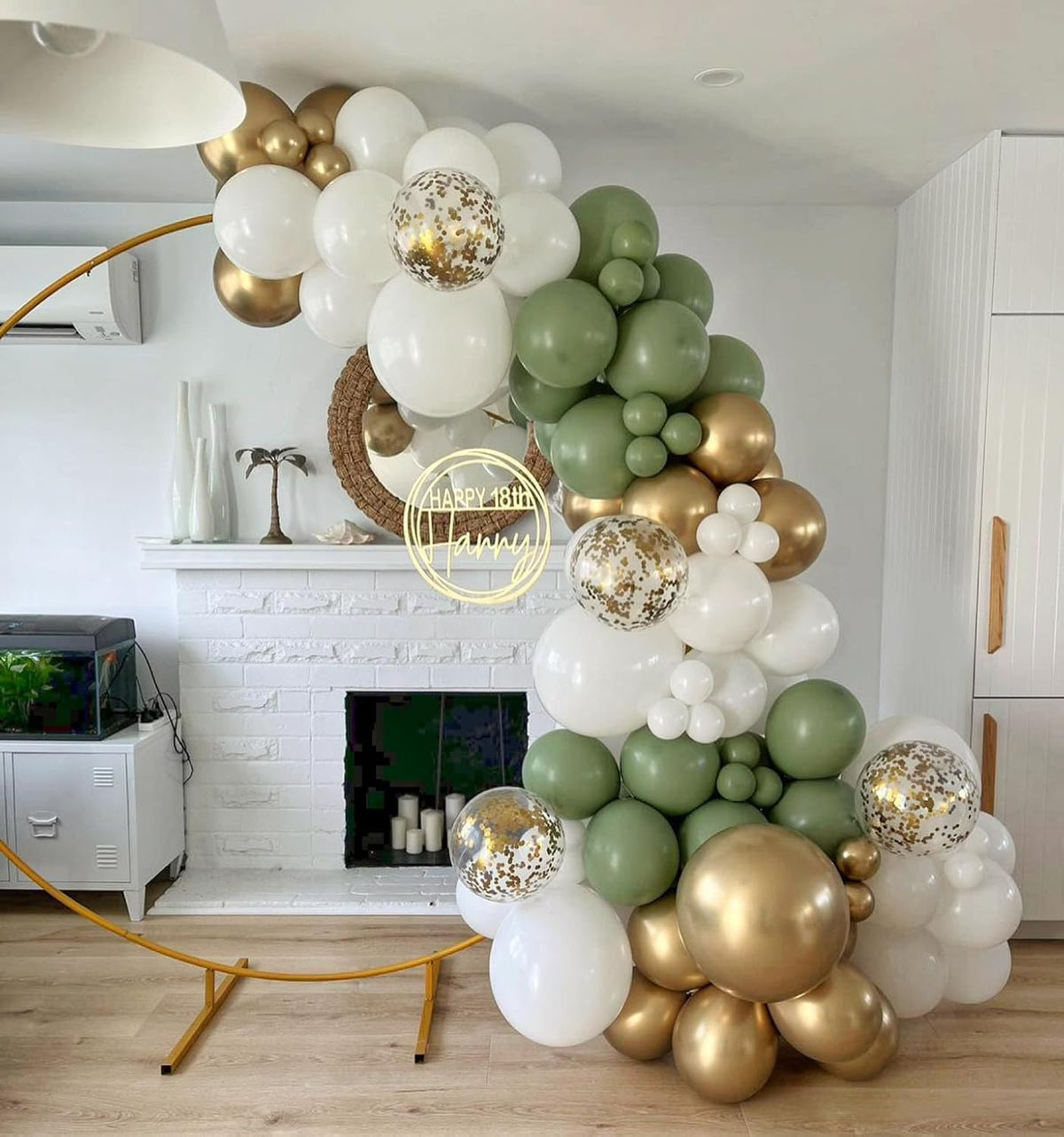 Paready Sage Green and Dusty Blue Balloon Set, 50Pcs 12 Inch Metallic Confetti Gold Apricot