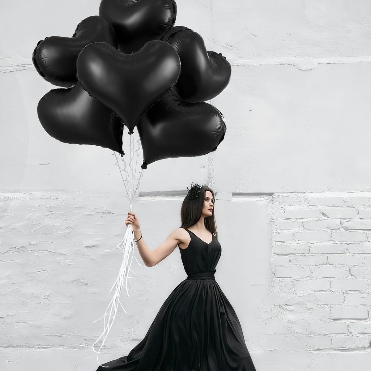Black Heart Balloons,24Inch Large Black Heart Foil Balloons for Valentine's Day Birthday Wedding
