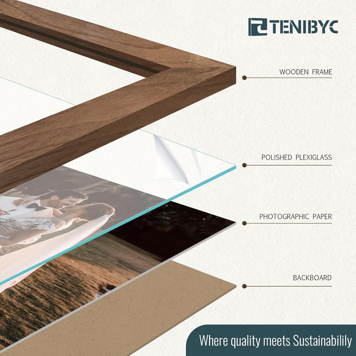 20x28 Picture Frame 4 Pack - Brown Walnut Wood, 20 x 28 Poster Frame for Gallery, Home and Office
