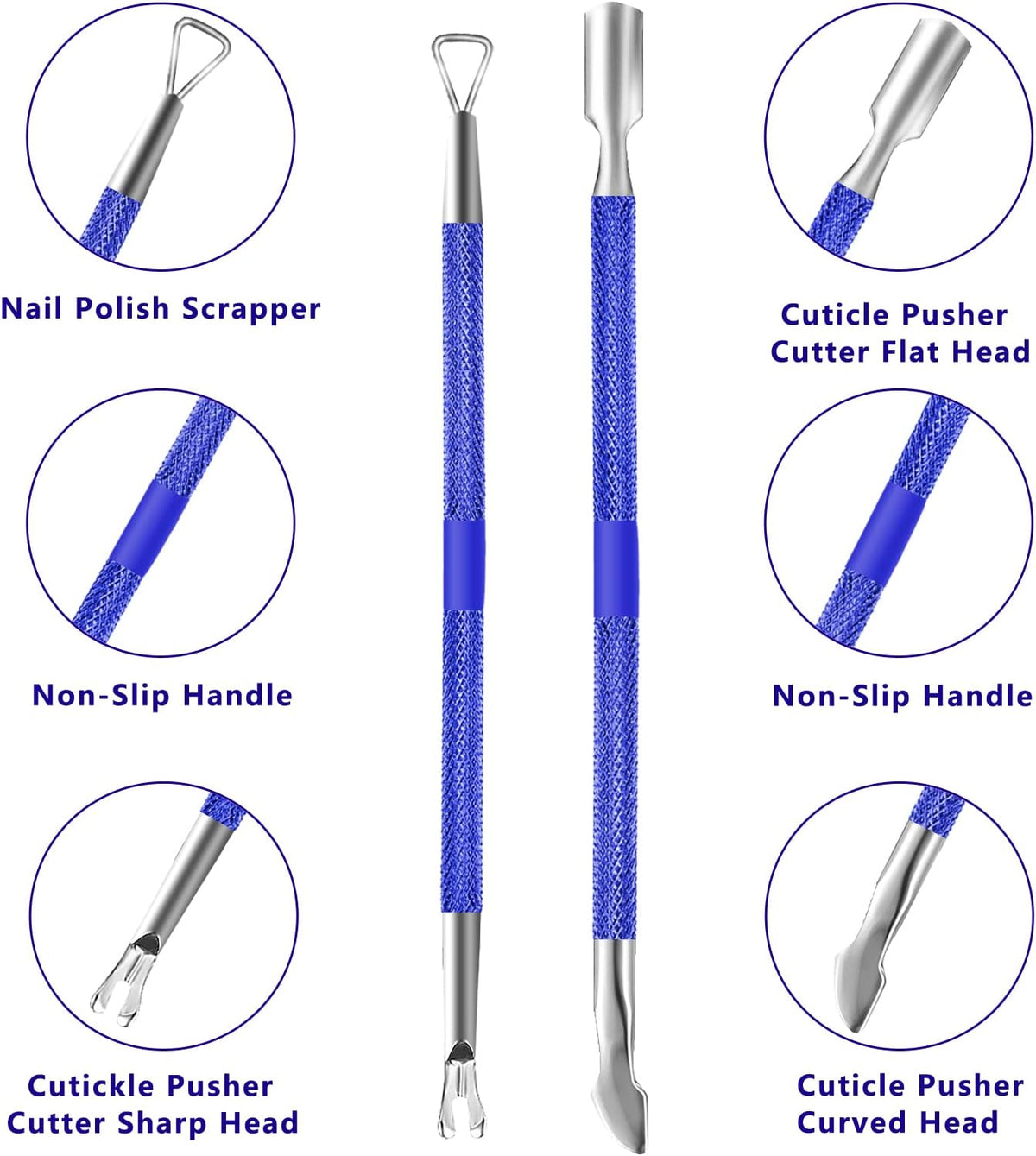 Cuticle Trimmer Cuticle Remover with Cuticle Pusher, XUNXMAS Professional Stainless Steel Durable