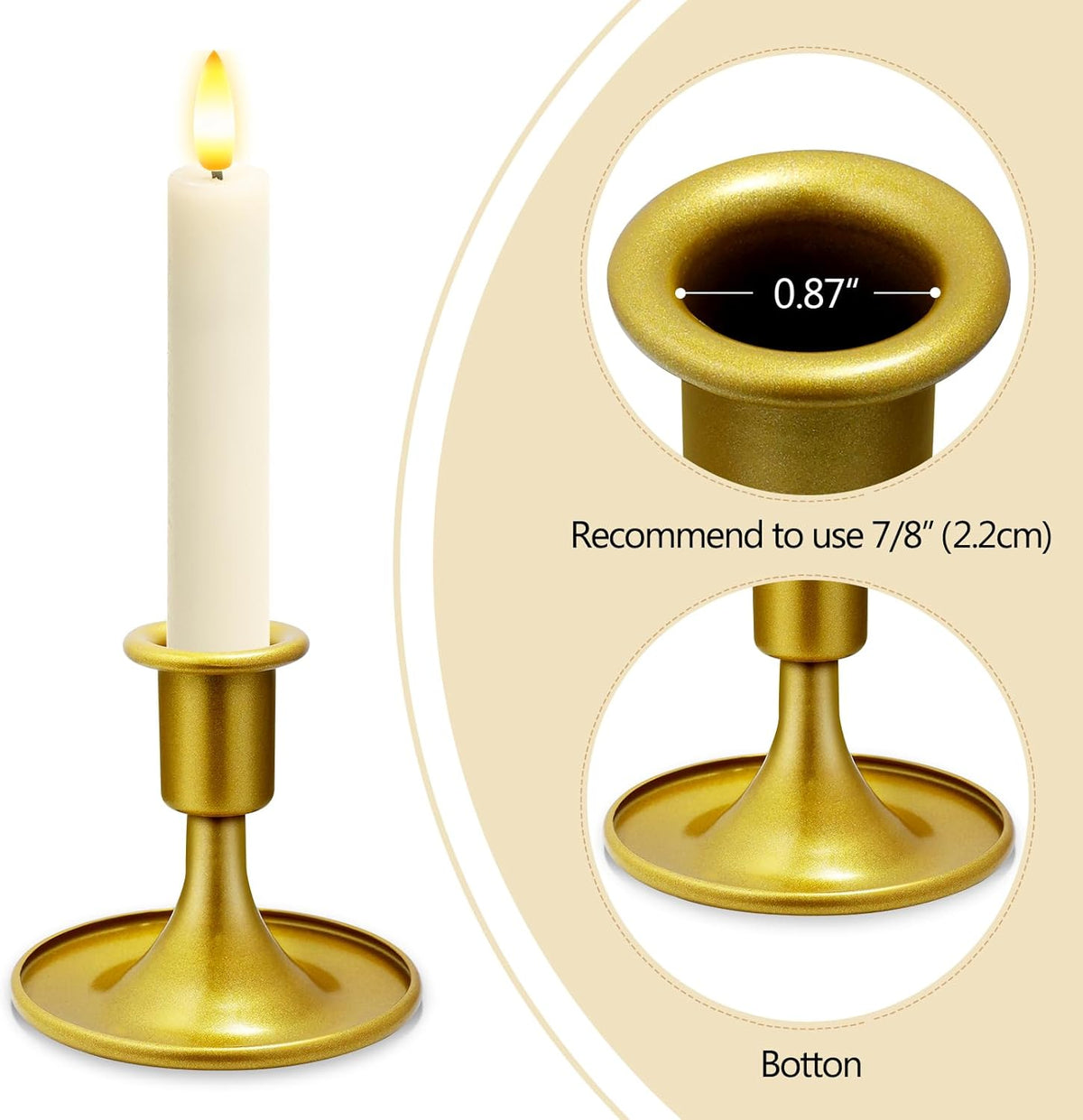 Candlestick Holders 6 PCS Short Metal Taper Candle Holders, KSWING Gold Candle Stick Holders Set