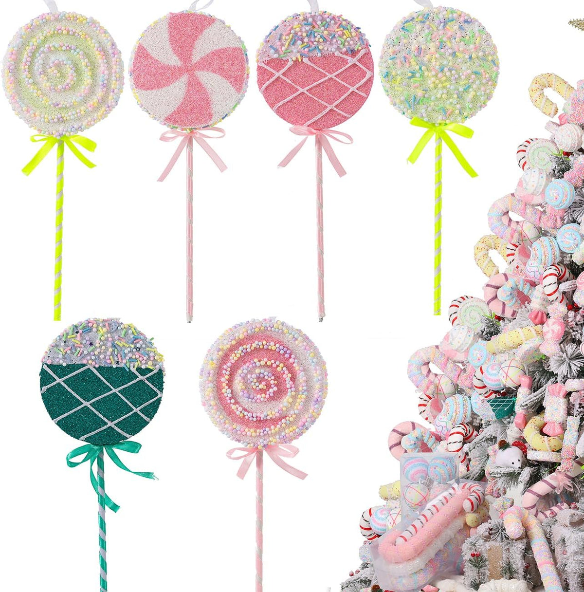 LANGXUN 6pcs Lollipop Candy Land 2025 Xmas Birthday Party Wedding Suppiles Decoration, Hanging