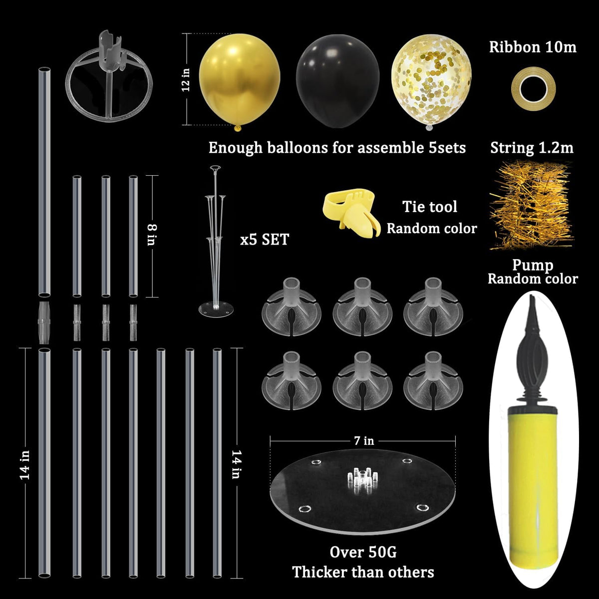 Black and Gold Balloon Stand Centerpiece Table Decorations Black and Gold Party Decorations for