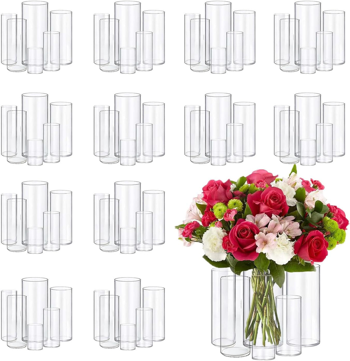 72pcs Glass Vase Cylinder Vases for Centerpieces Small Flower Glass Vases Home Decor Centerpiece