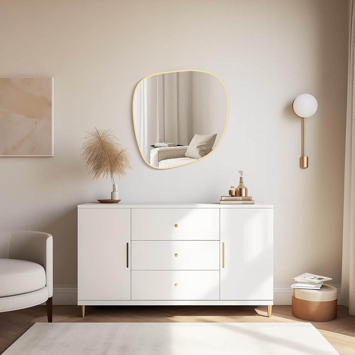 WallBeyond Asymmetrical Mirror, Irregular Wall Mirror, Wall Mirrors Decorative for Bedroom Living