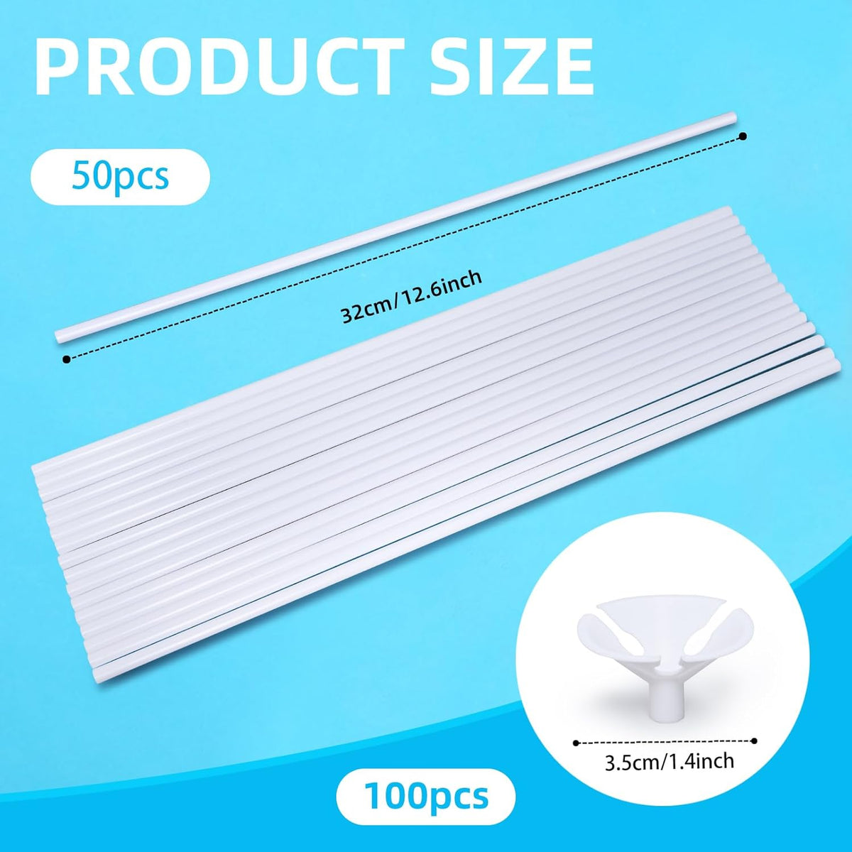 Apoulin Balloon Sticks - 50Pack Balloon Stick and Cup for Party Wedding