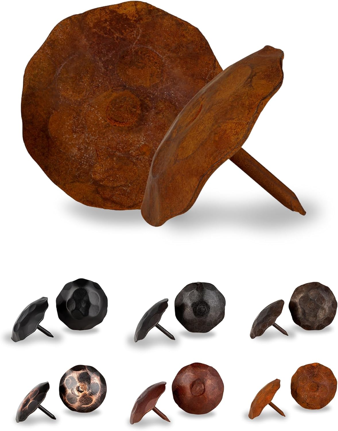 10 Pack 1.5" Round Head Iron Clavos Decorative Nails – Rusted – Handmade Rustic Round Fasteners for