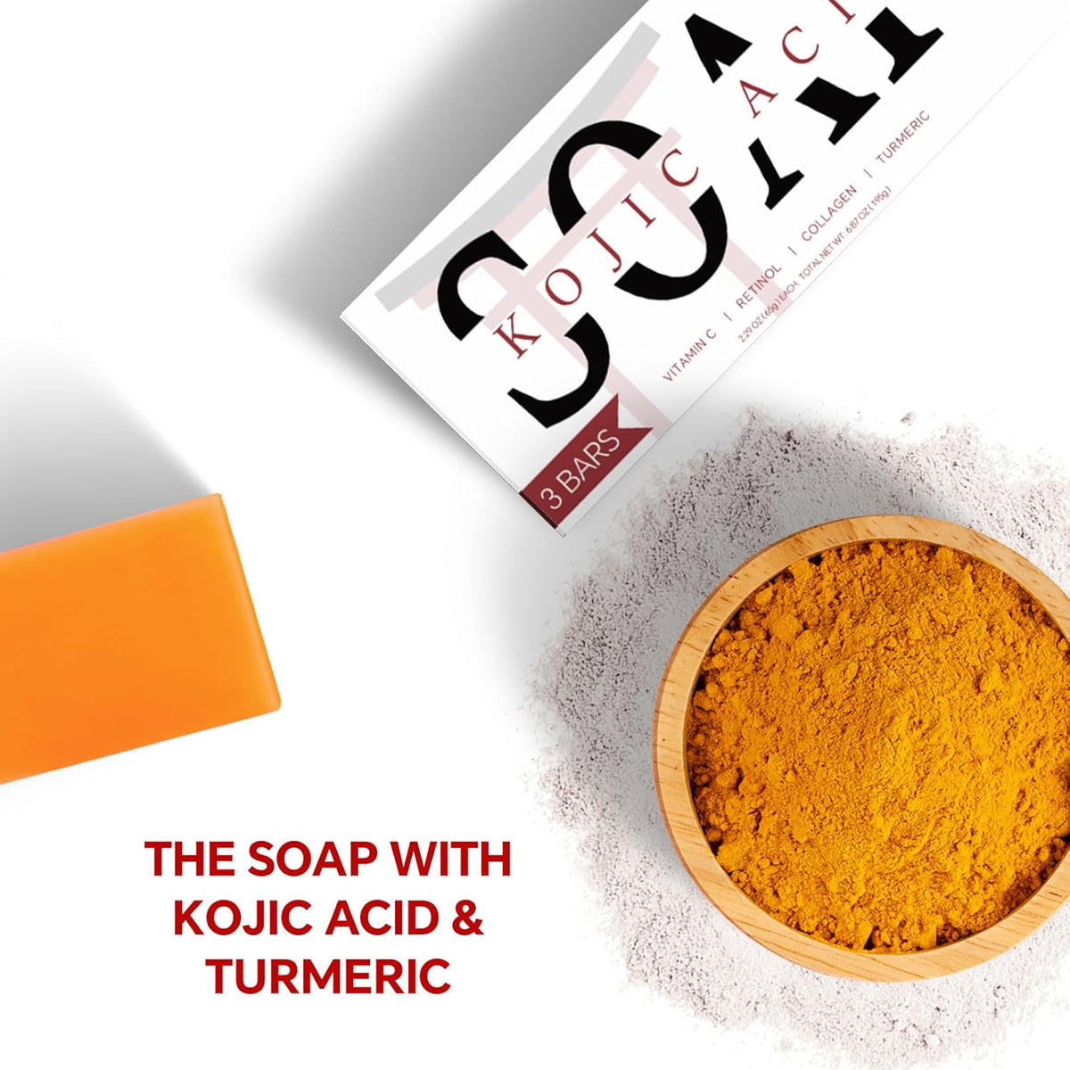 Kojic Acid Soap, Turmeric Soap Bar for Dark Spots, Fresh Citurs Scent, Gentle for Face and Body