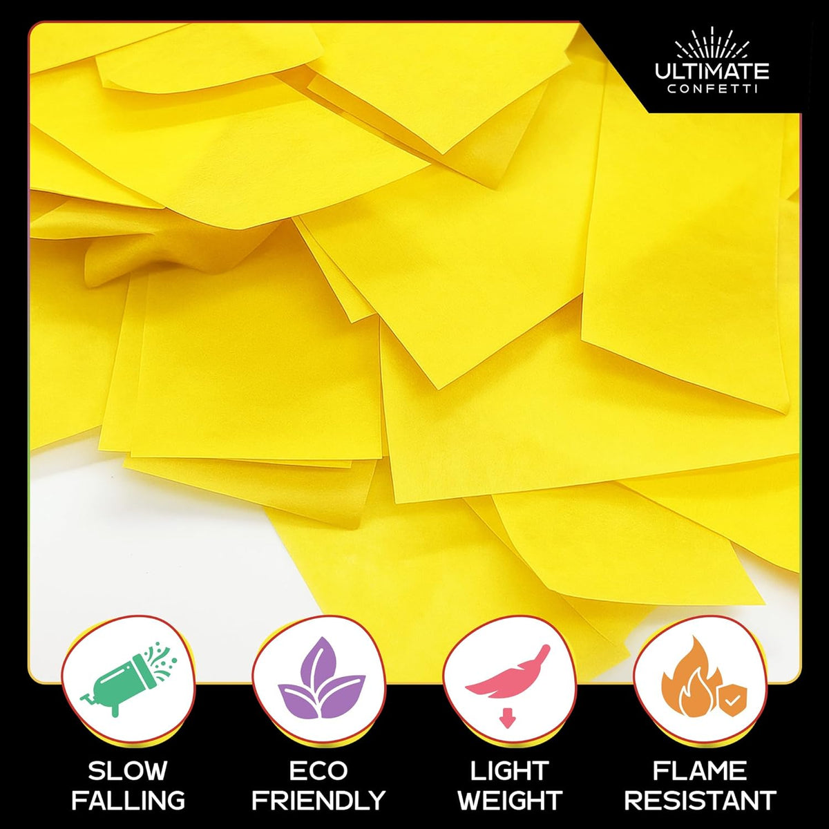 Biodegradable Confetii - Rectangular Yellow Fluttering Tissue Paper Confetti for Cannon and