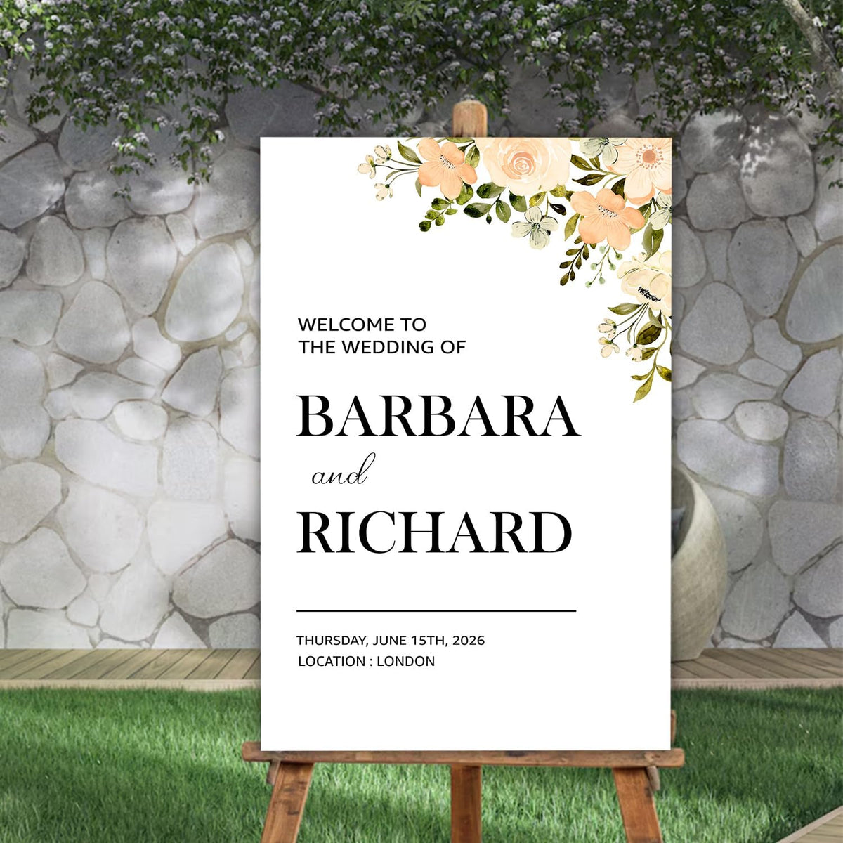 Foliage Editable Wedding Welcome Sign, Party Entrance Template, Printable Welcome Board for