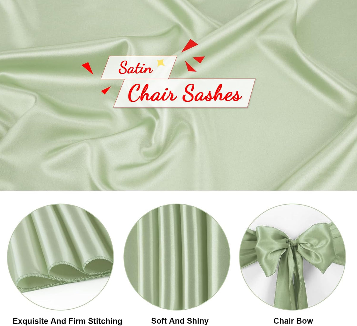 Satin Chair Sashes Bows Universal Chair Ribbon Ties Back Sash for Wedding Party Reception Events