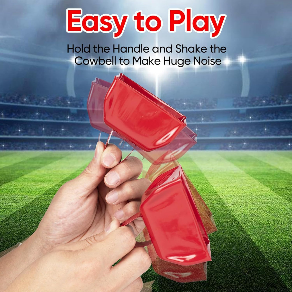 Cow Bells Noise Makers Red Cheering Bell for Sporting Events: 12 Pcs Metal Cowbells with Handle