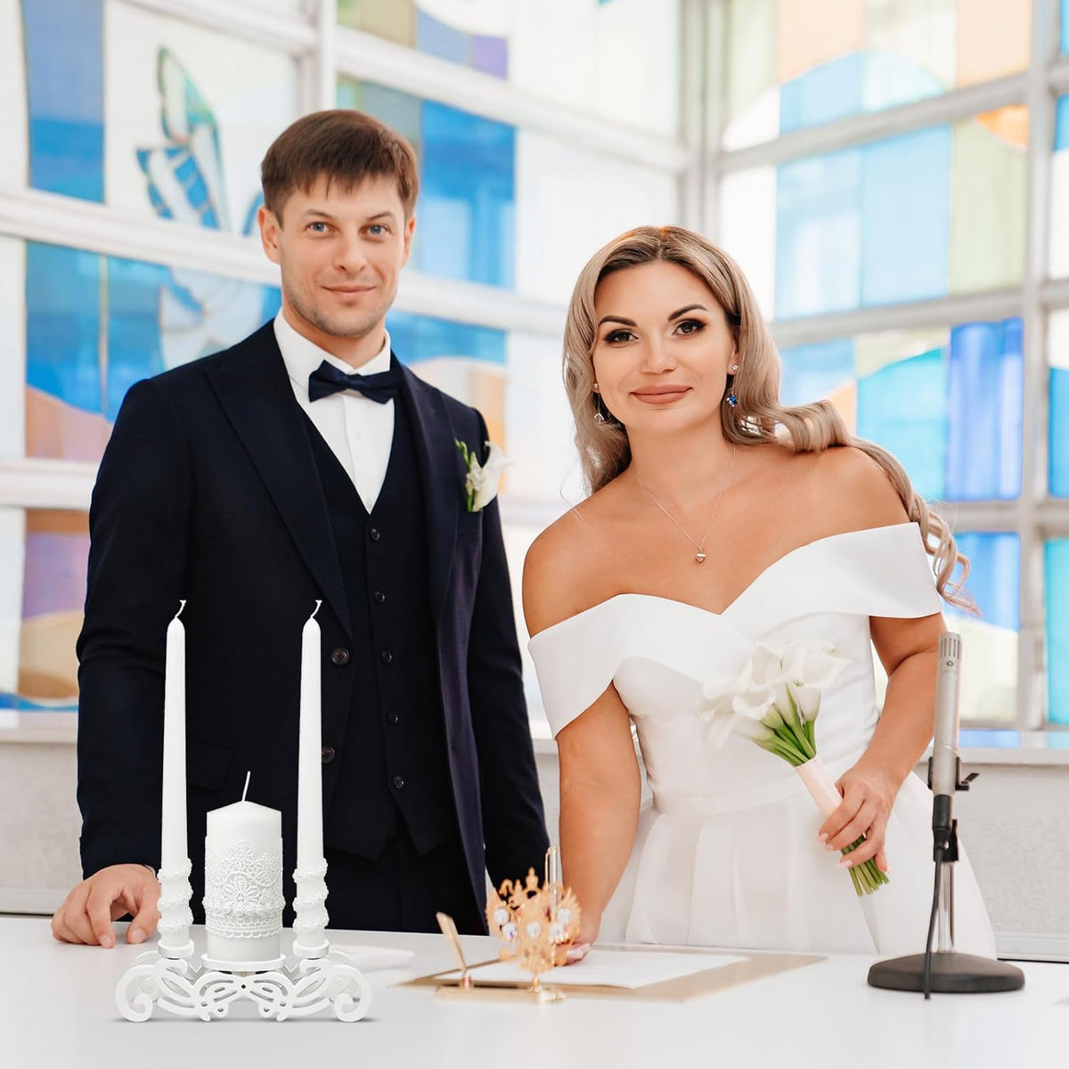 Irenare Unity Candles with Holder for Wedding Ceremony Wedding Decortions Accessories Glass Candle
