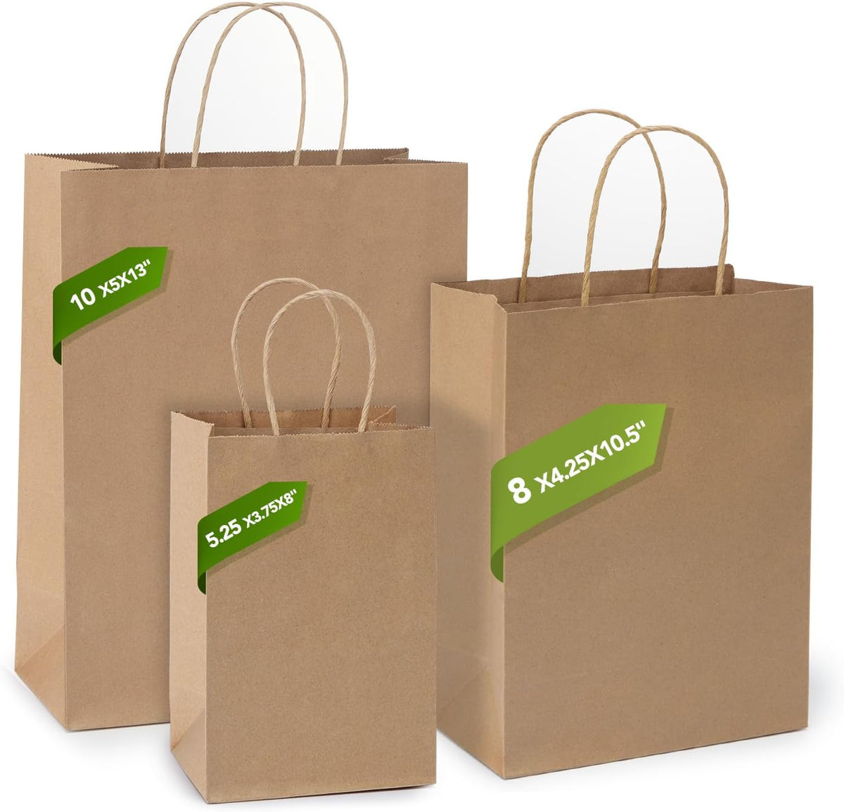 MESHA Kraft Gift Bags 200 Pack 5.25x3.75x8 Inch Small Brown Paper Bags with Handles Bulk for Small