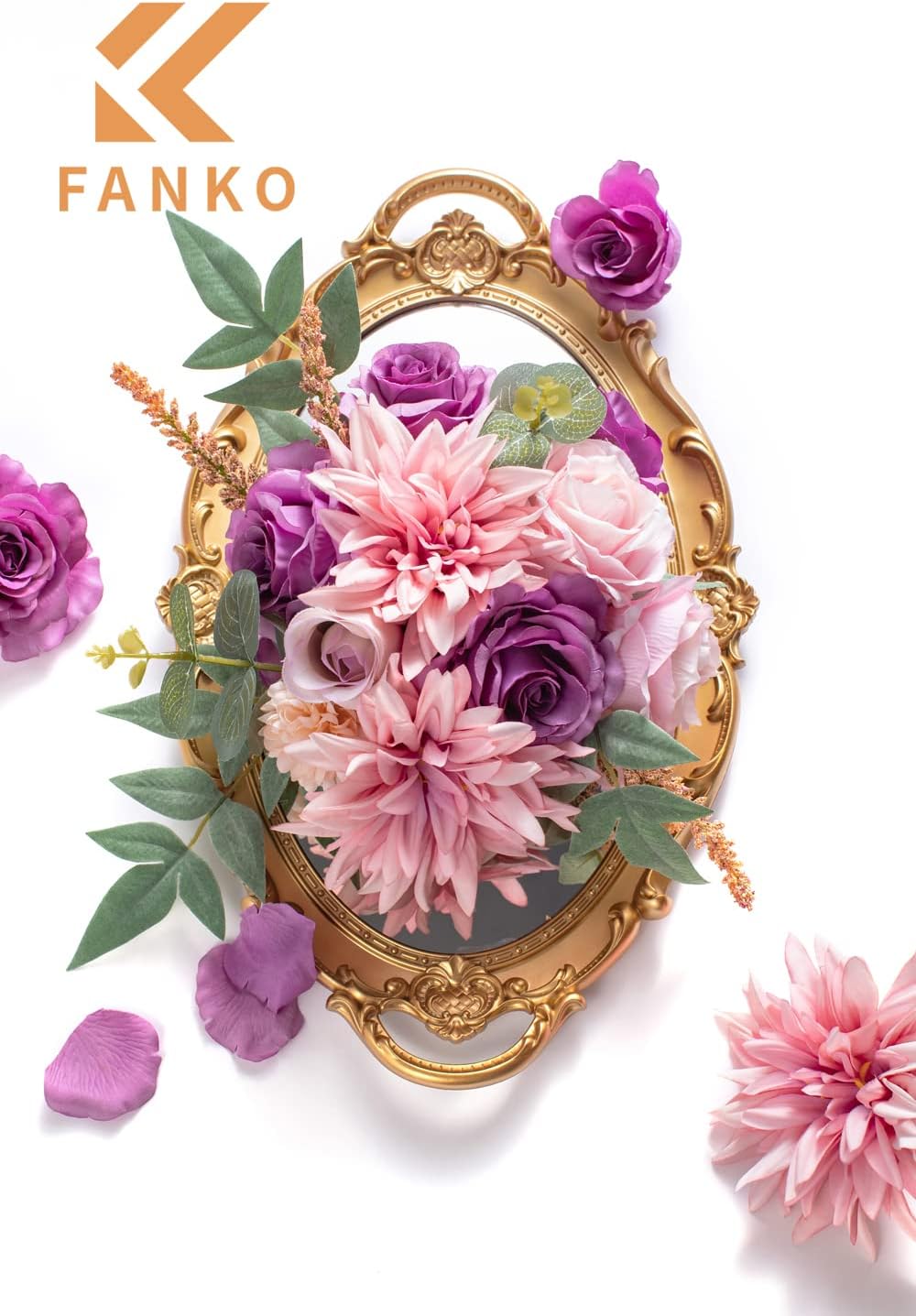 FANKO Rose Artificial Flowers Combo for DIY, Fake Purple Rose Artificial Silk Flowers with