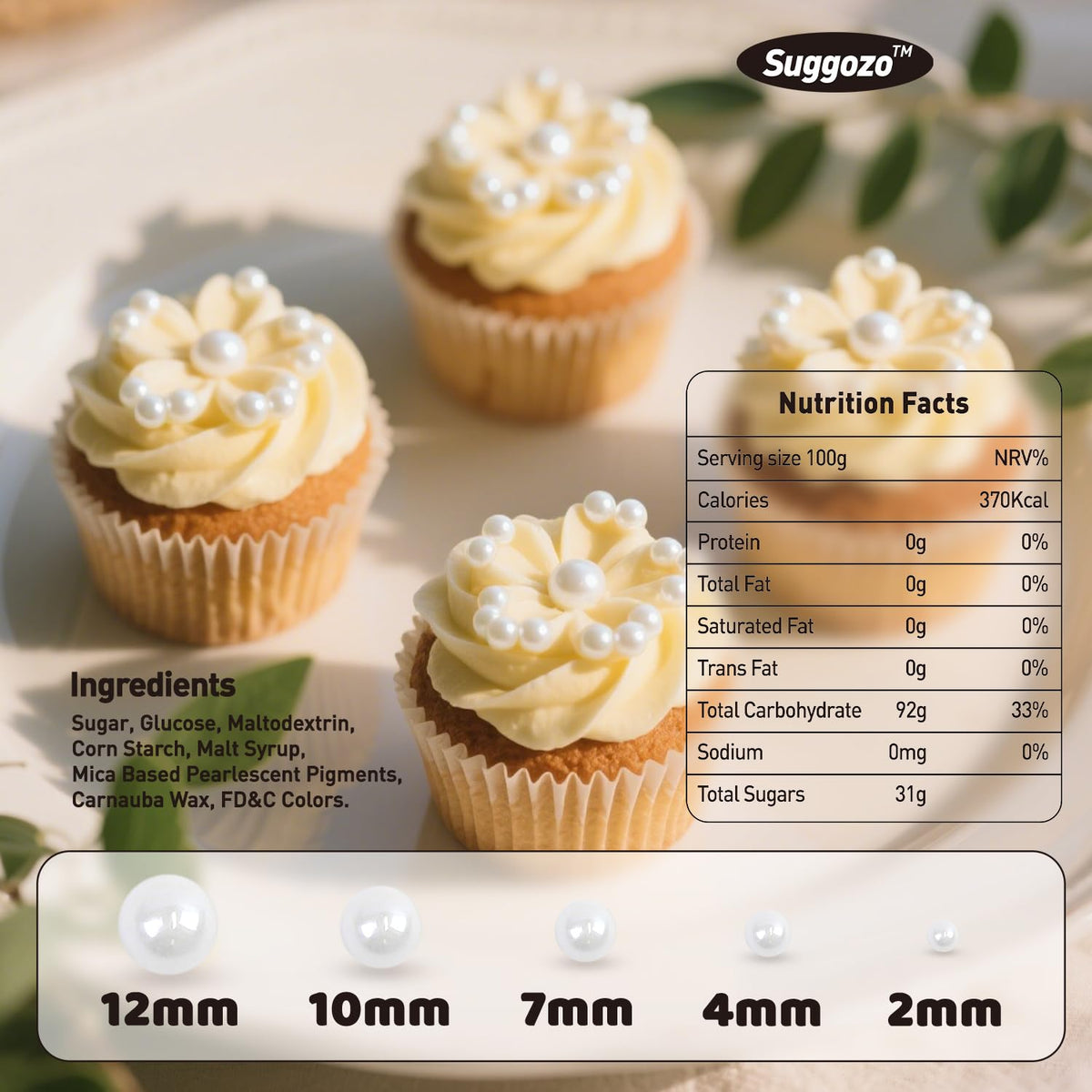 Edible Pearl, White Pearl Sprinkles for Cake Decorating, Cupcake Toppers, Cake Decorations, Ice