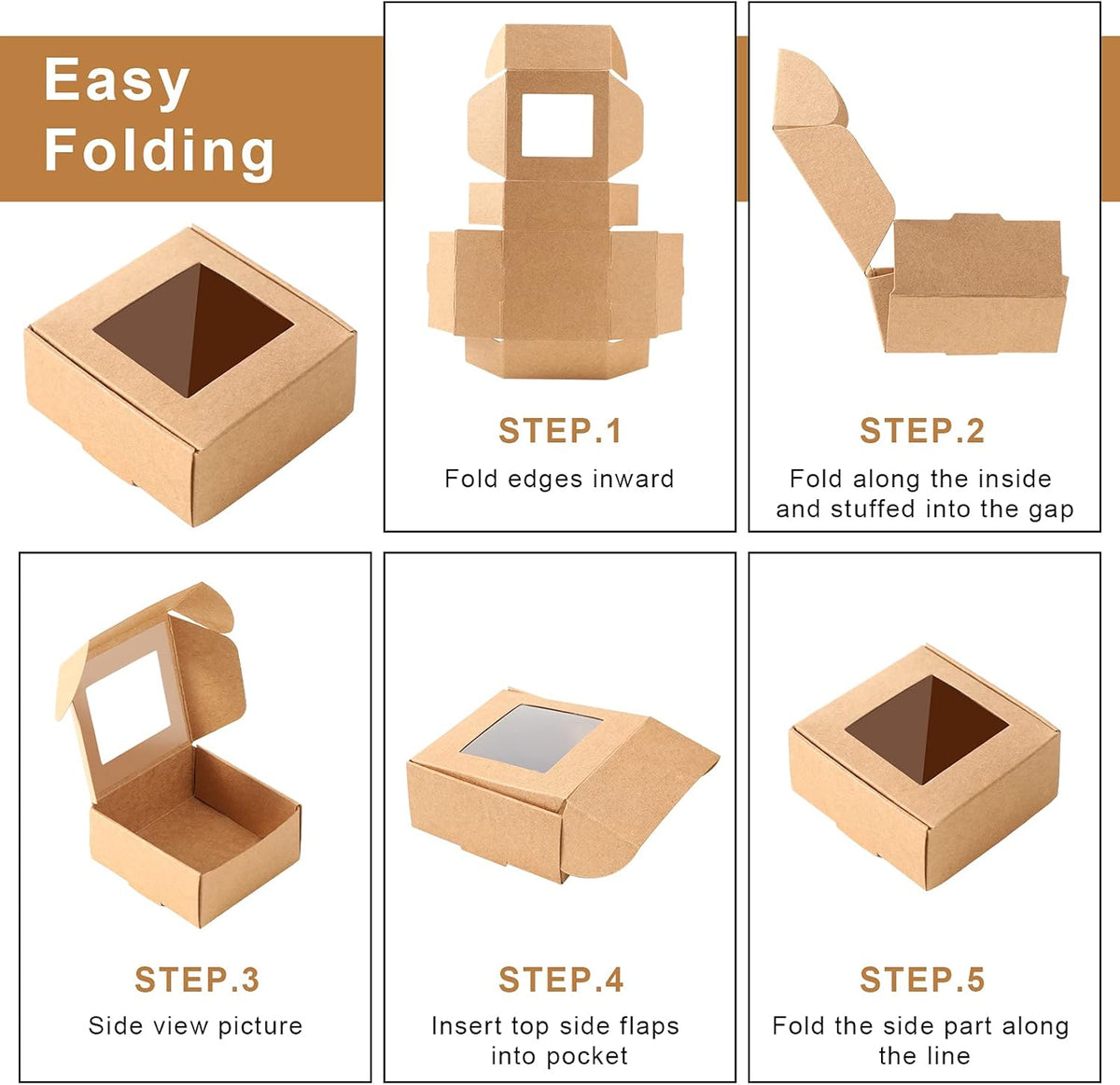 Zonon 30 Pcs Soap Boxes for Homemade Packaging, Mini Kraft Treat Boxes with Window for Bakery Candy