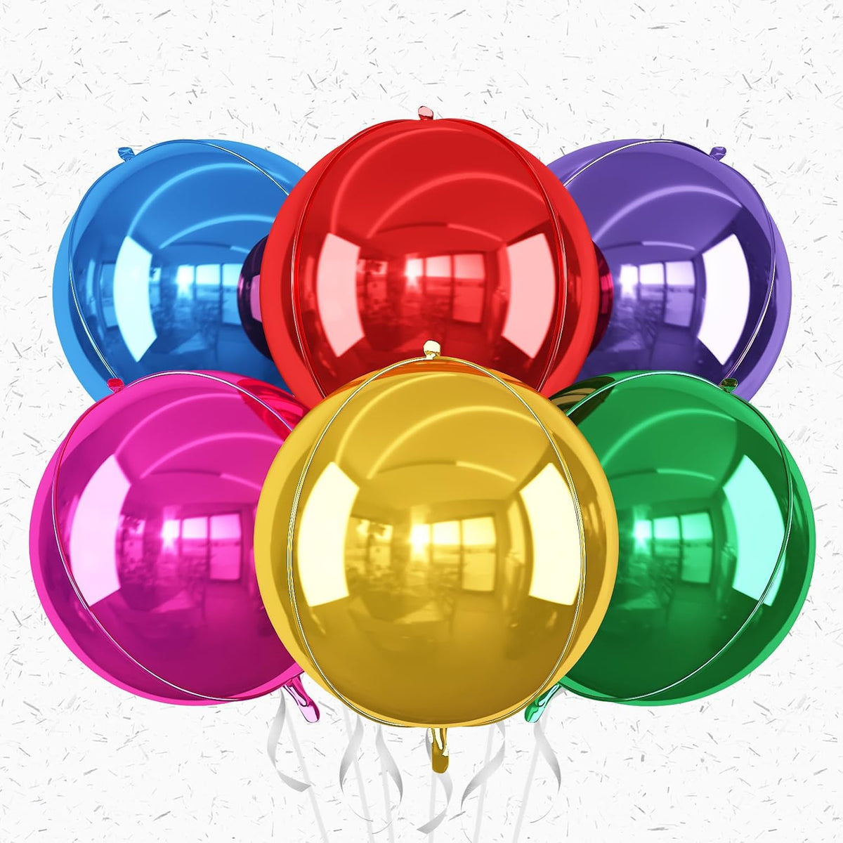 6Pcs Colorful Round Foil Balloons,Giant 4D Round Ball Balloon,22 Inch Large Balloons for Birthday