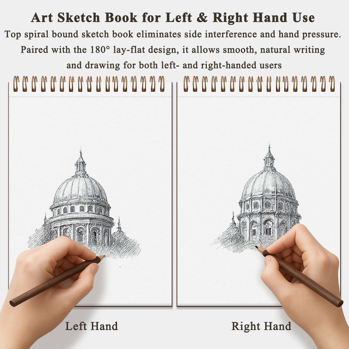 9 x 12 inches Sketch Book, Top Spiral Bound Sketch Pad, 4 Pack 100 Sheets Each (68lb/100gsm), Acid