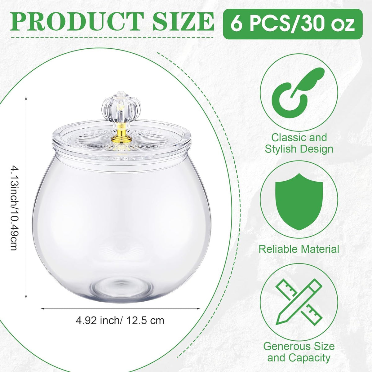 Nuogo 6 Pcs Plastic Candy and Cookie Jar with Lids Decorative Apothecary Jars Candy Buffet