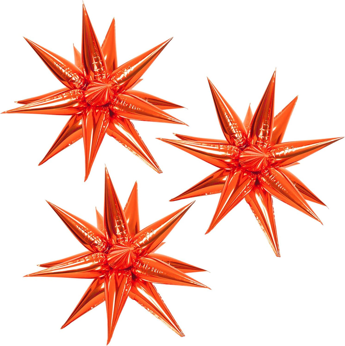 3pcs 26inch orange Star foil balloons.orange Explosion Star burst star balloon-Spike cone balloon