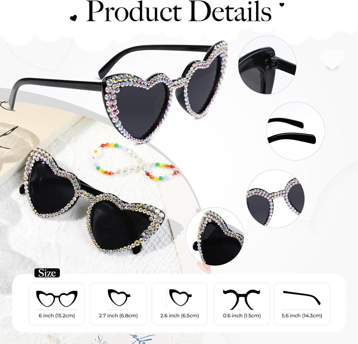 YOGFIT Heart Sunglasses for Women Fashion Classic Love Eye Protection Sunglasses Vintage Cute Heart