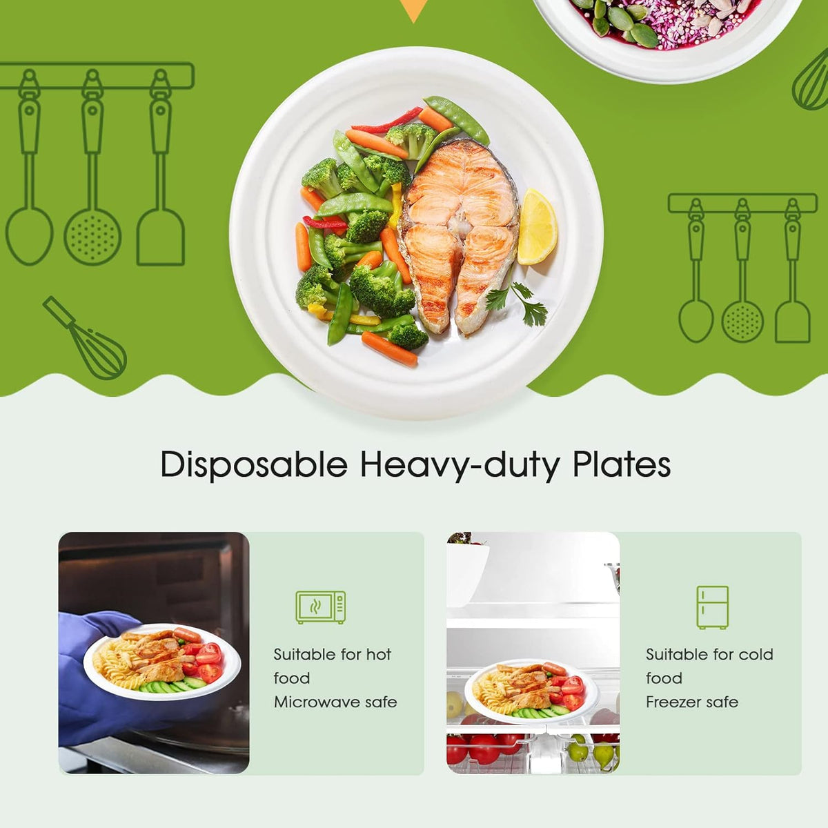 ECOLipak 6.85 Inch Compostable Dessert Paper Plates, 150 Pack Disposable Biodegradable Heavy Duty