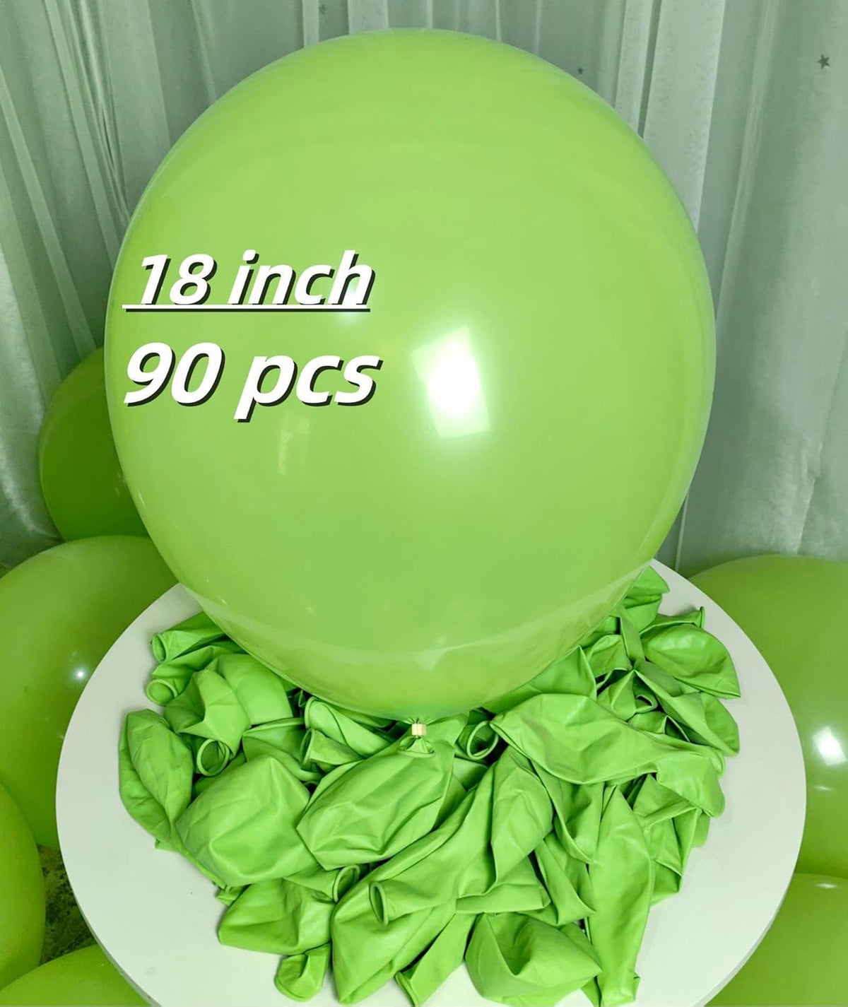 90 Pack Light Green Balloons 18 inch Green Latex Big Balloons for Party Decorations and Events