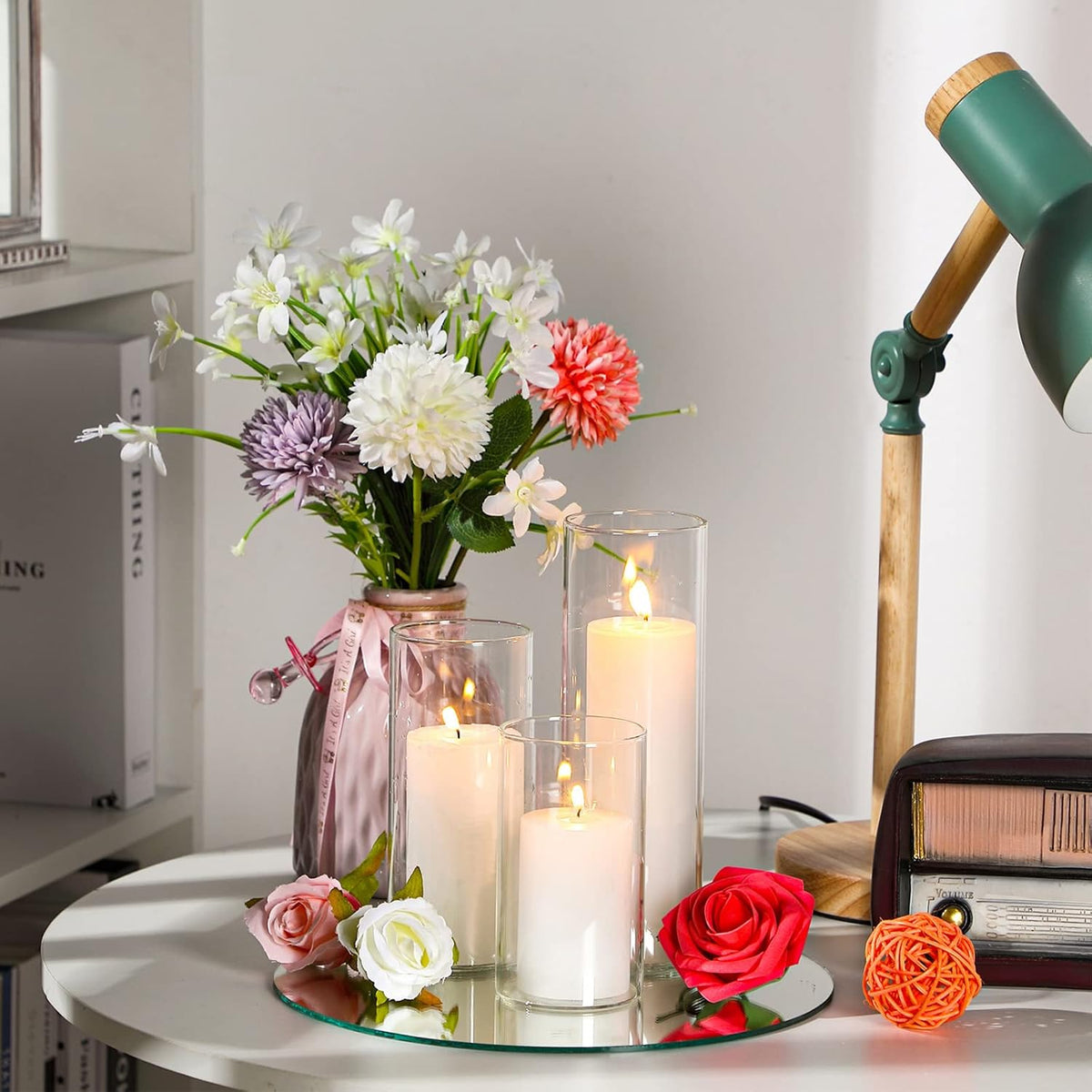 Thin Glass Cylinder Vases 2.5''/3.3'' Diameter 2mm Wall Thickness Clear Flowers Vase Hurricane