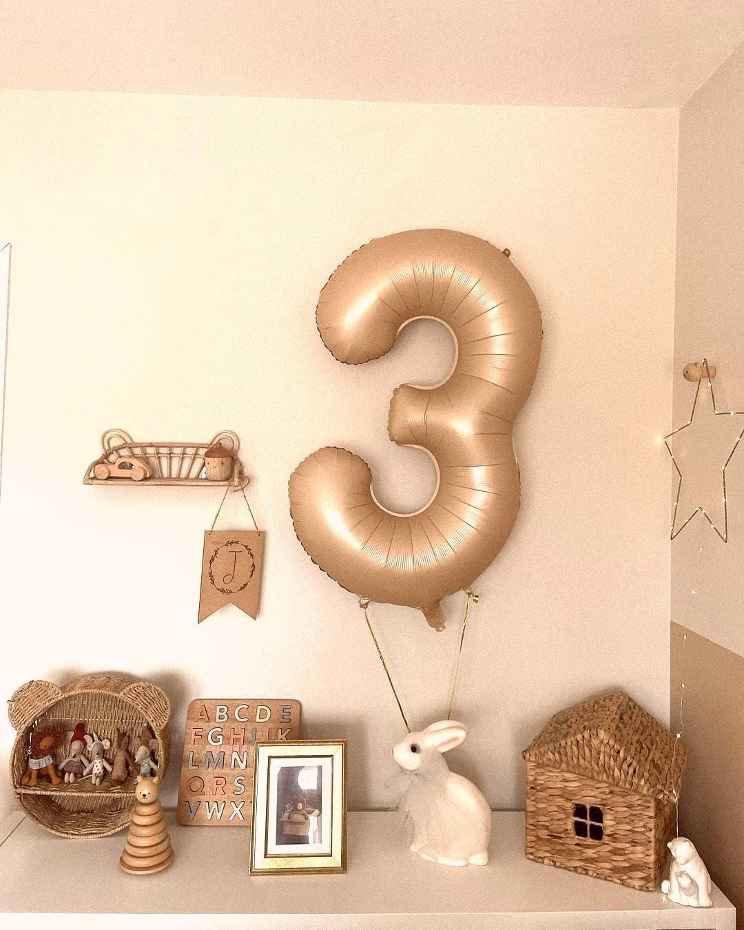 40 Inch Light Brown 3 Large Number Balloon, 3 13 23 30 33 36 Light Brown Birthday Party
