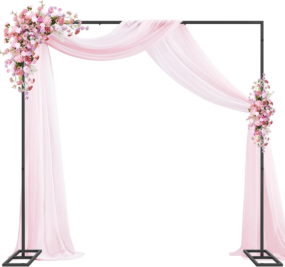 Wokceer Metal Heavy Duty Backrop Stand Square 8x8FT Adjustable Pipe and Drape Kit Black Photo Booth