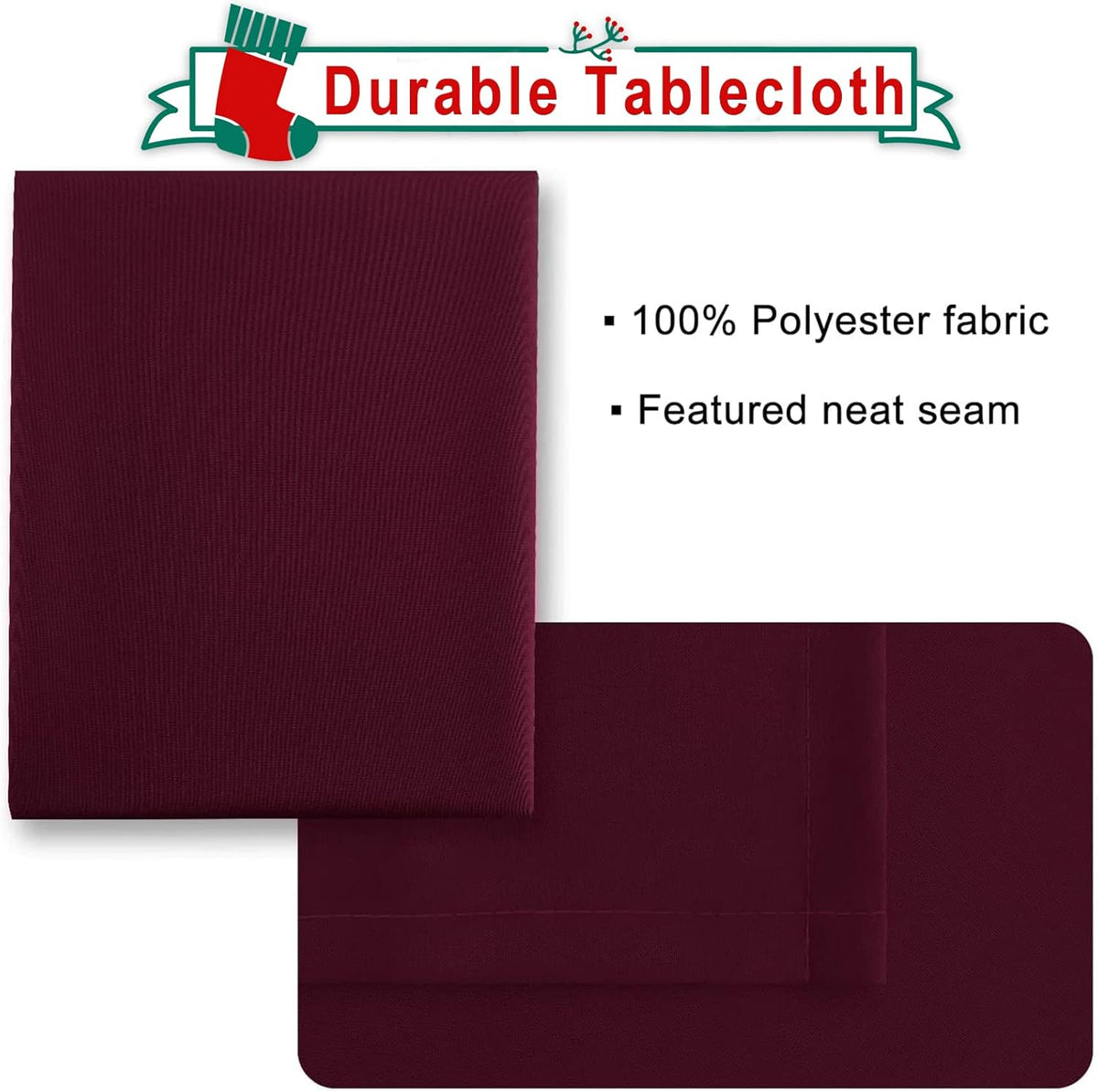 Hiasan Burgundy Tablecloth for Rectangle Tables - Waterproof and Spillproof Washable Fabric Table