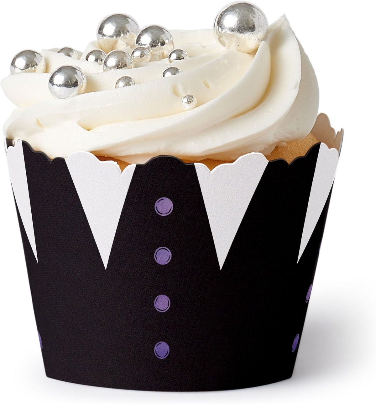 Big Dot of Happiness Goth Girl Cupcake Wrappers, Adjustable Fit, Black and Purple Halloween or
