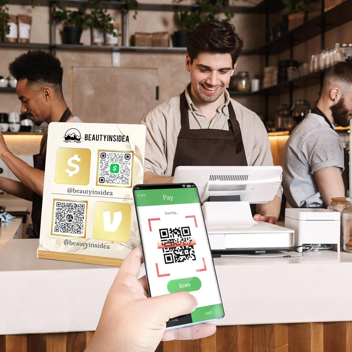 Personalized Custom Metal QR Code Sign Venmo Cashapp Scan to Pay with Stand Instagram Facebook