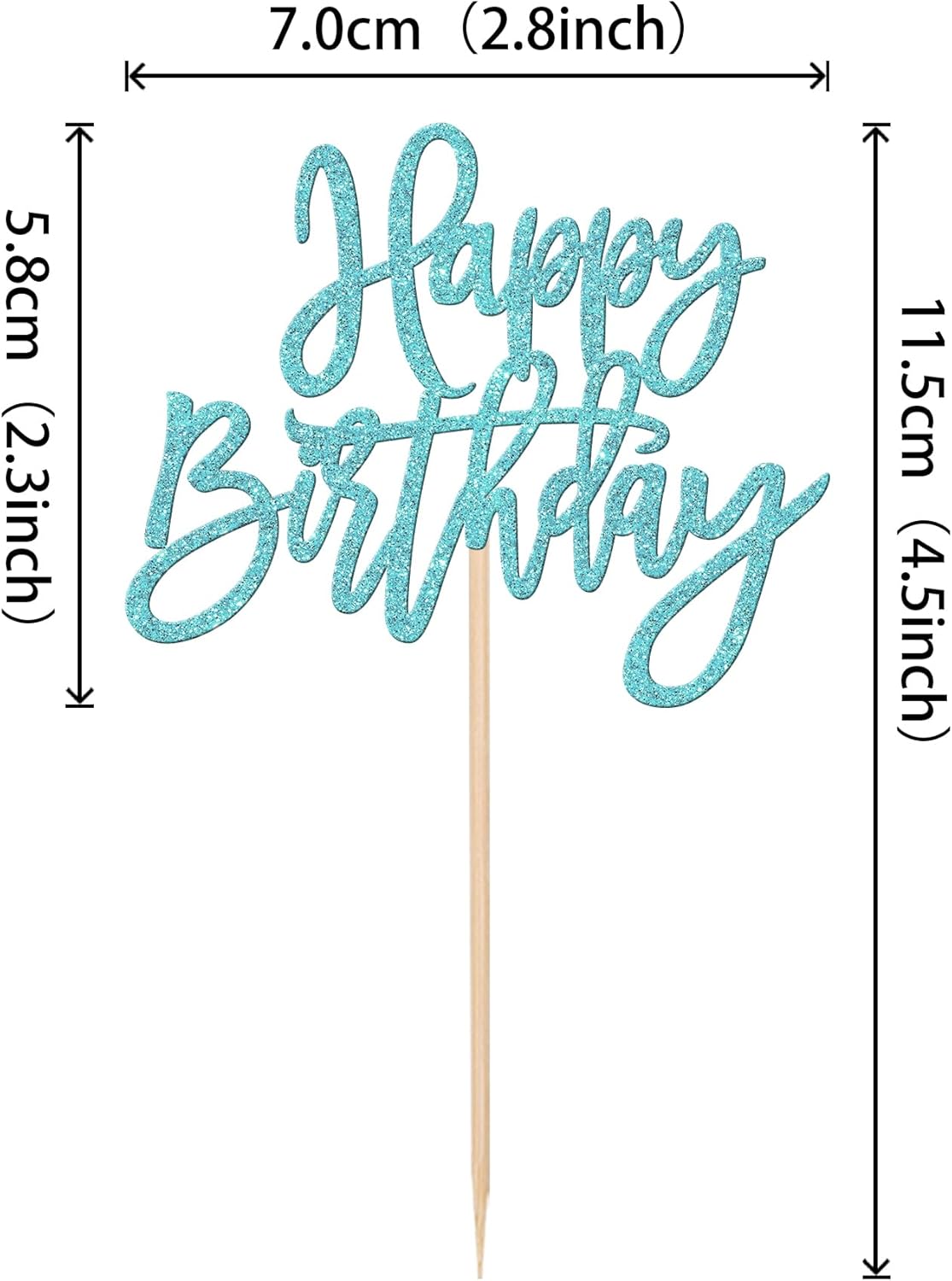 24 PCS Happy Birthday Cupcake Toppers Glitter Picks for Celebrating Anniversary Theme Party Cake