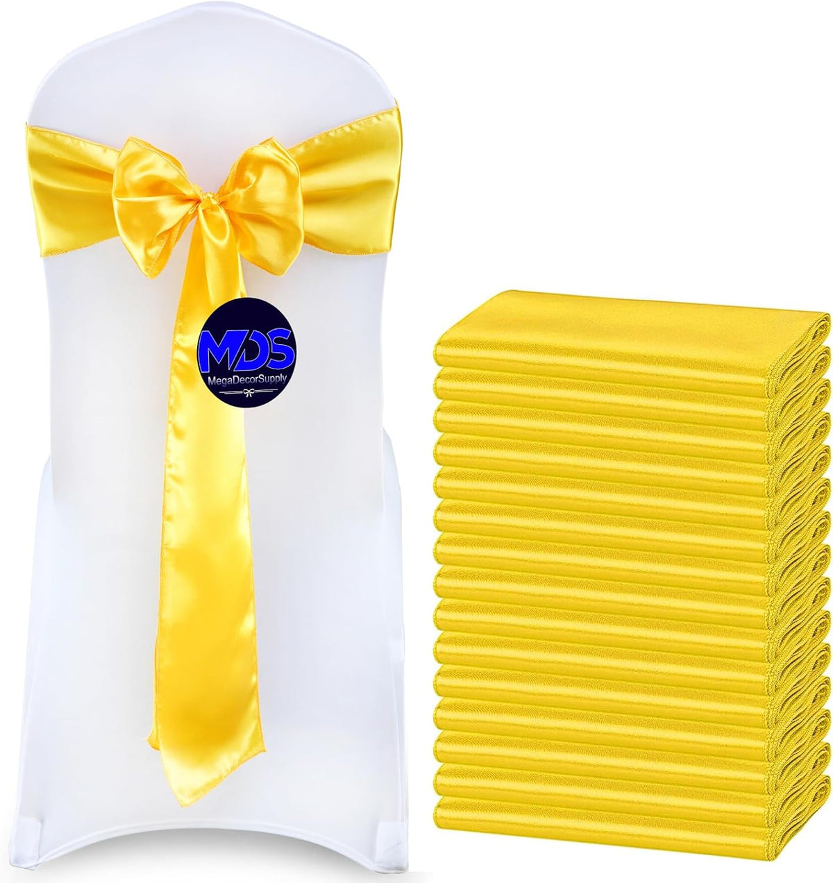 MDS Pack of 50 PCS Satin Chair Sashes Charmeuse Sateen Dining Chair Bows Ribbon Ties Back Sash for