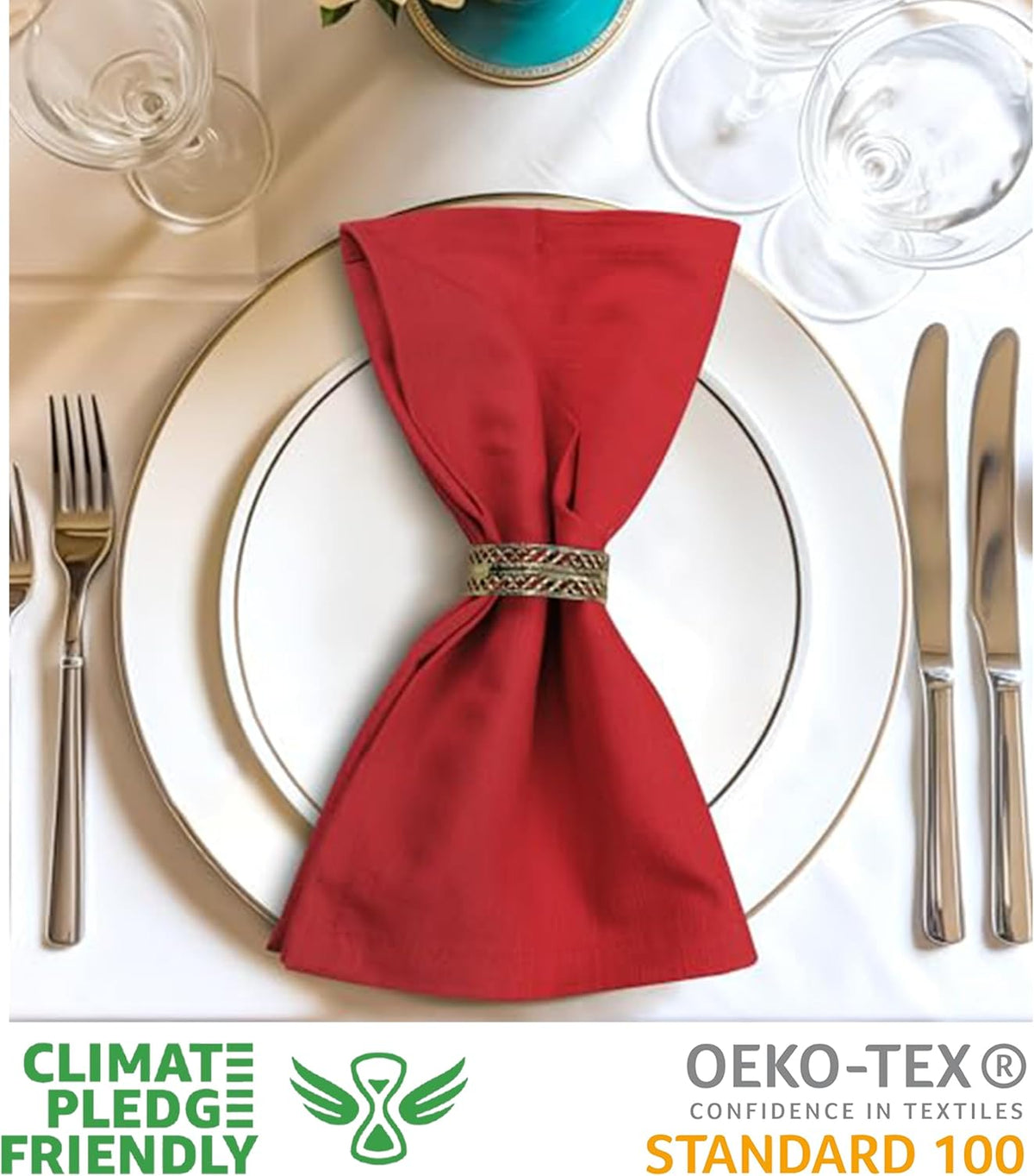 Urban Villa Cloth Napkins 100% Cotton Slub Absorbent Dinner Napkins (Set of 12) Oversized 20x20