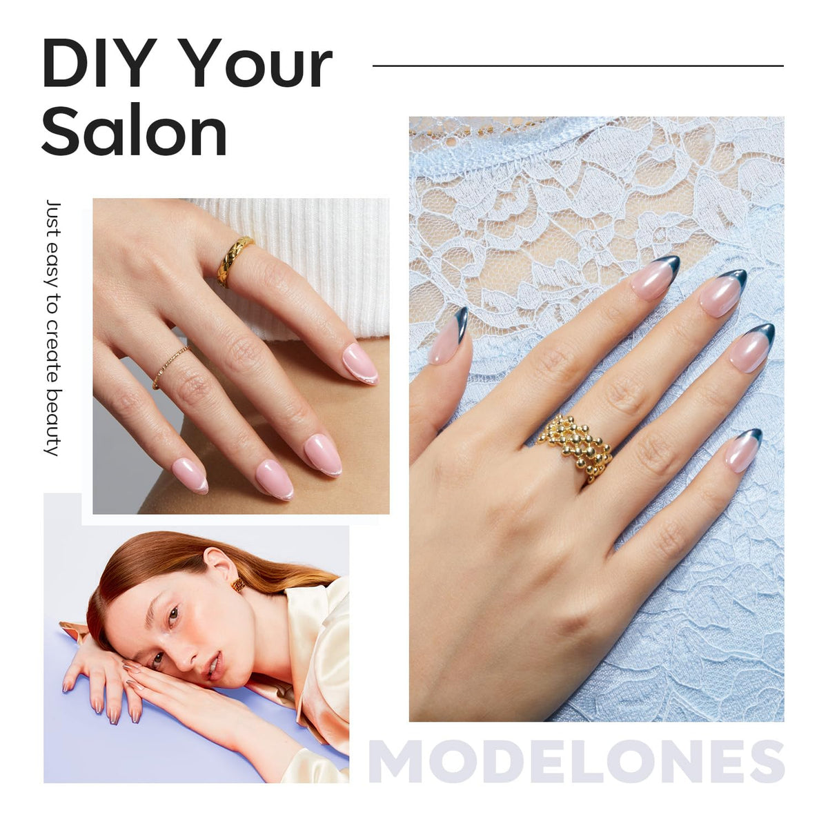 Modelones Short Almond Fake Nail Tips - 510Pcs Gel Tips Pre-shaped Half Matte Full Cover Clear