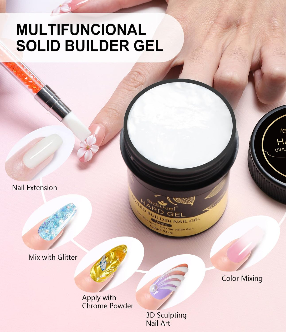 Solid Builder Gel for Nails LEDSUUEI - 100g Large Capacity White 3D Nail Gel Sculpting Non-Sticky