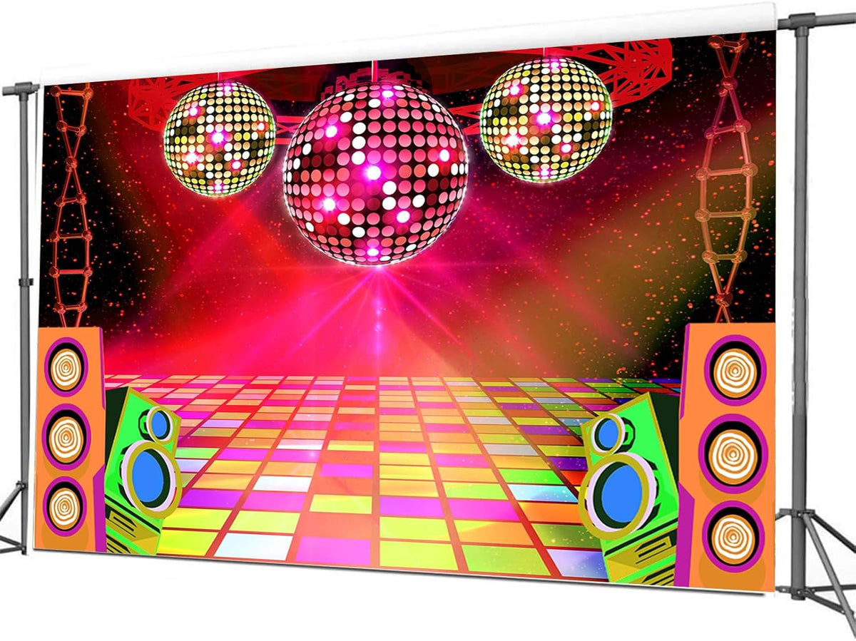 Dance Party Backdrop Retro 80s 90s Theme Stage Dance Ball Music Birthday Party Decoration DJ