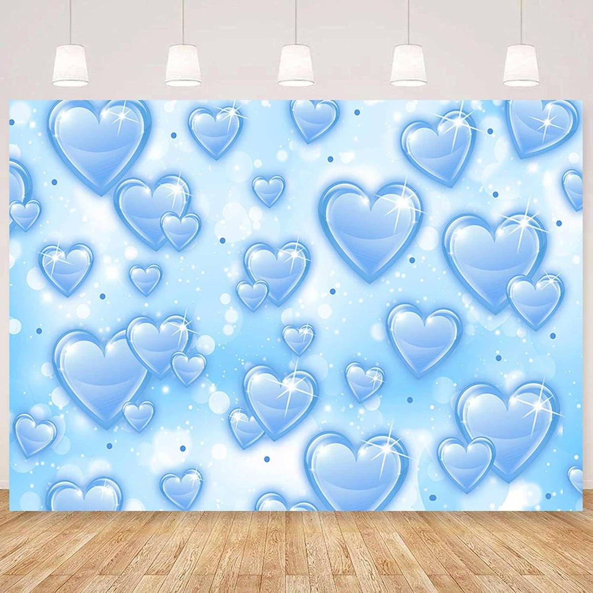 Sensfun 7x5ft Light Blue Heart Backdrop Early 2000s Party Decorations Old School Backdrops